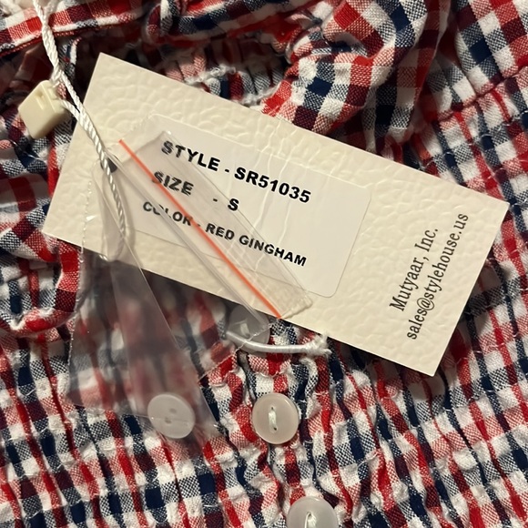 Sim & Sam  picnic shirt , size S  color red gingham - Picture 5 of 5